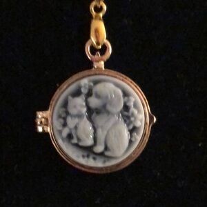 Vintage Gold and Black Cameo Locket Pendant
